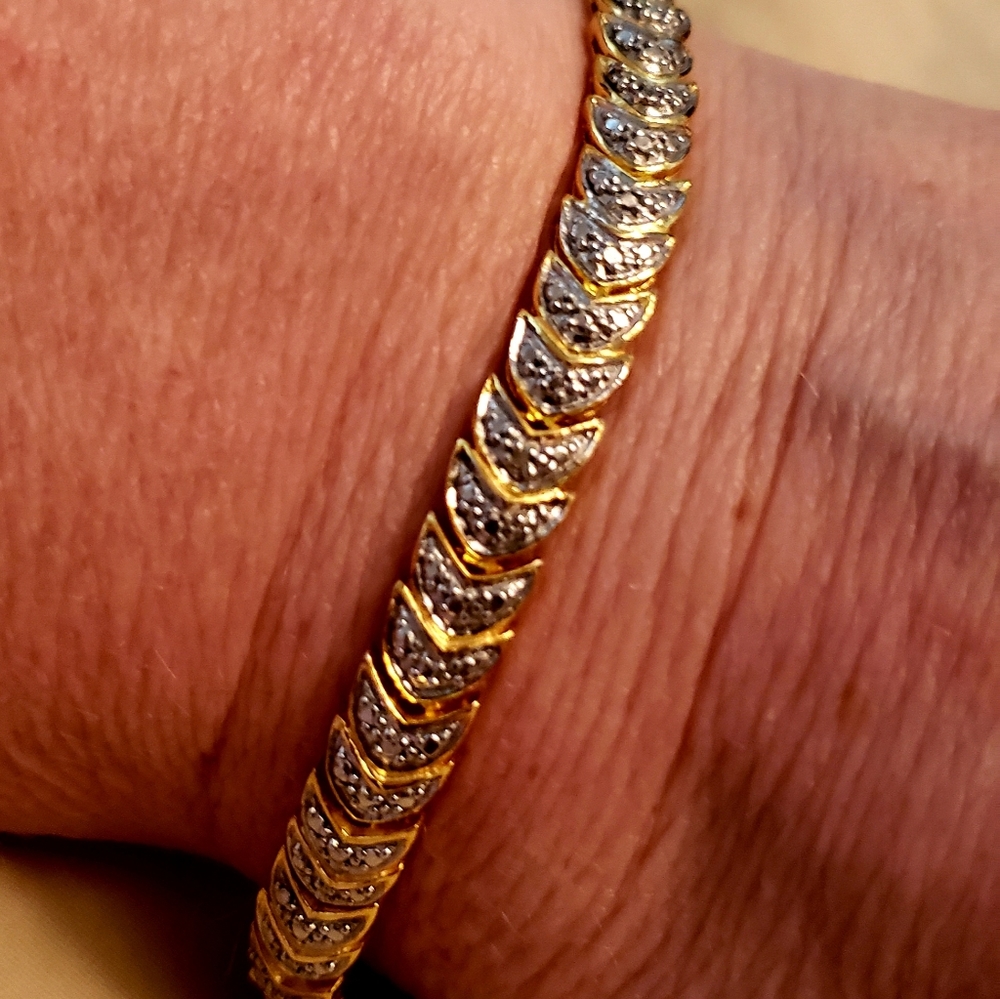 New Genuine 1.00ctw Chevron Diamond Tennis Bracelet 7.5"!